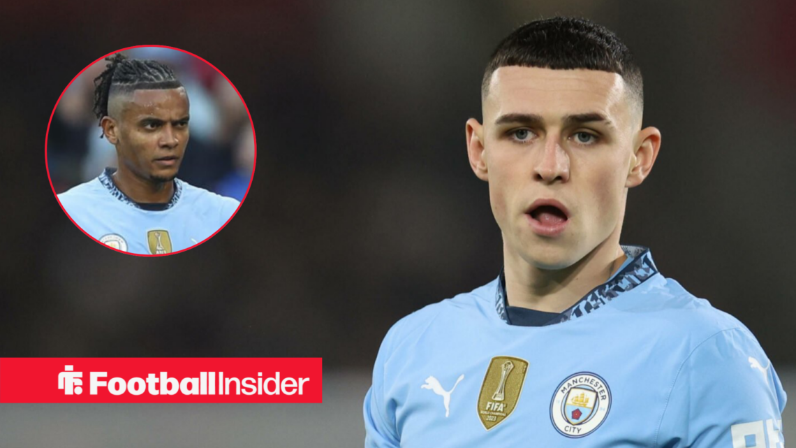 Phil Foden in Man City shirt with Manuel Akanji inset