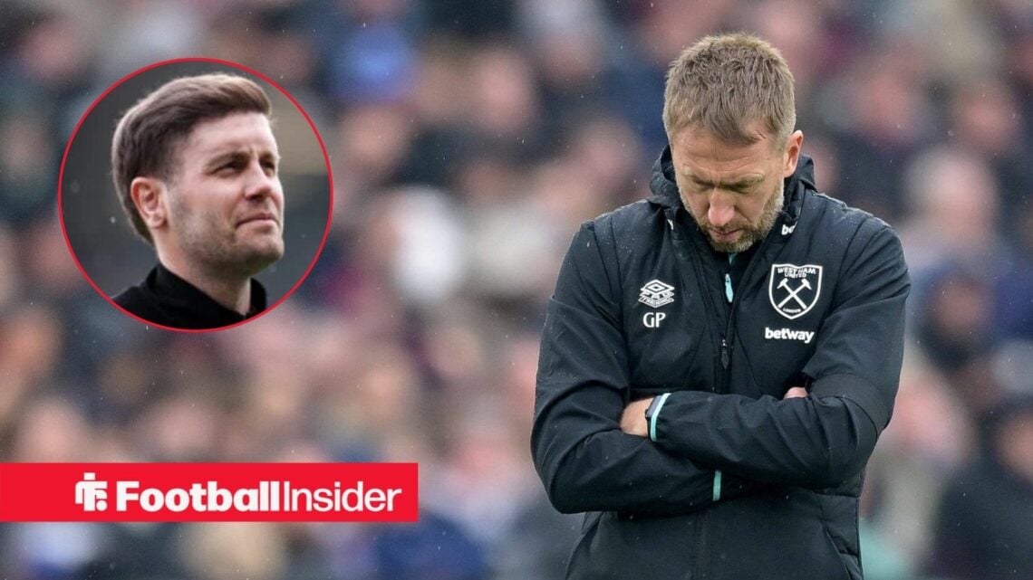Graham Potter looks down with Fabian Hurzeler in a circular inset