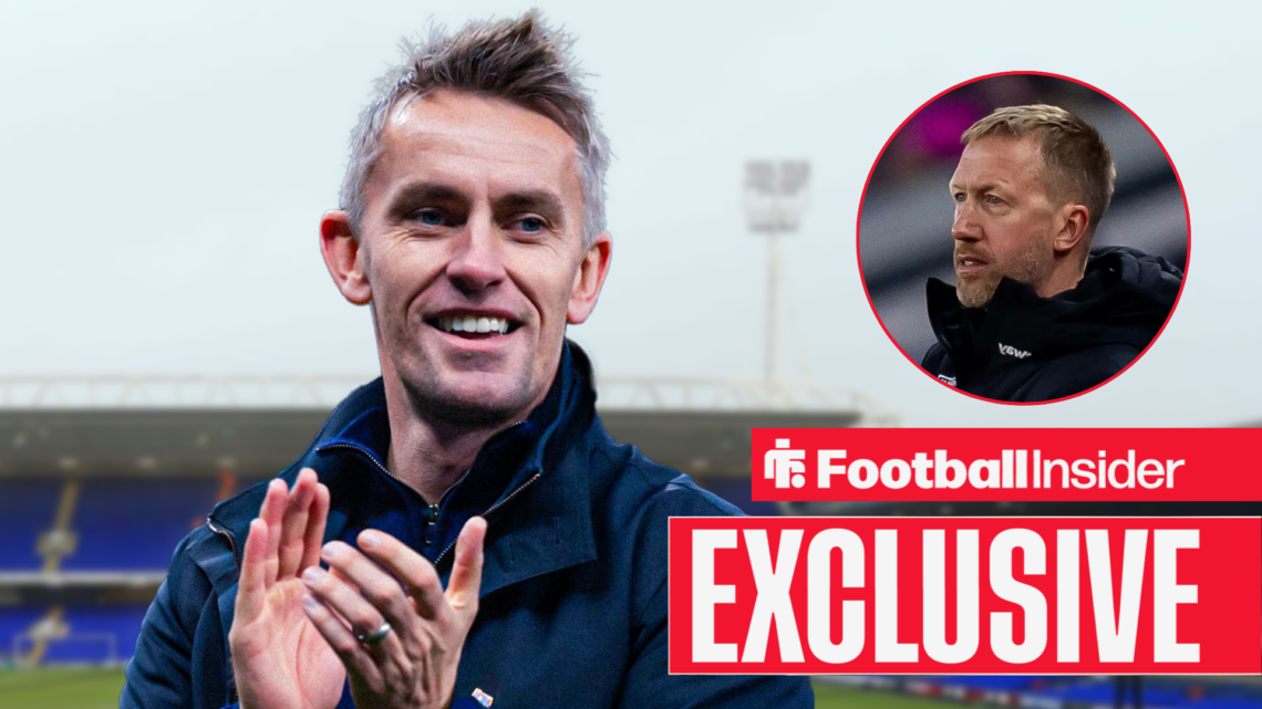 Graham Potter in a circular inset, Kieran McKenna clapping