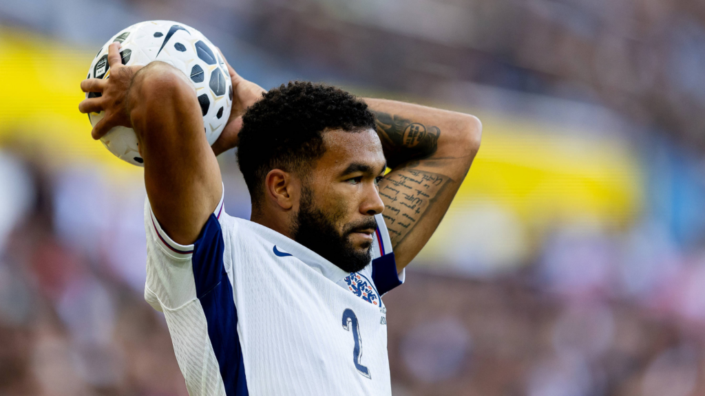 Reece James taking a throw in for England
