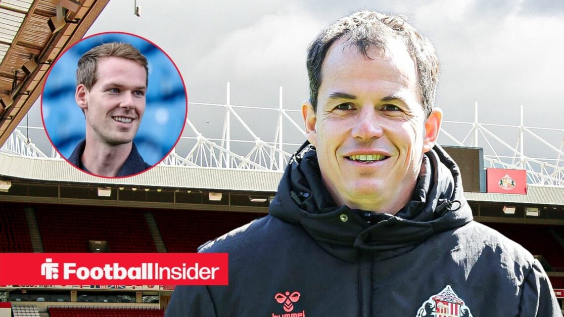 Sunderland manager Regis Le Bris happy with owner Kyril Louis-Dreyfus left inset looking at him smiling