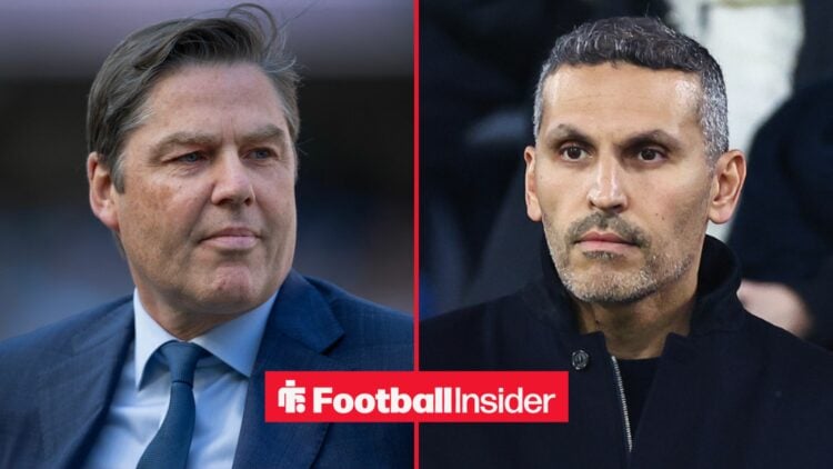 Richard Masters in a blue suit alongside Khaldoon Al Mubarak
