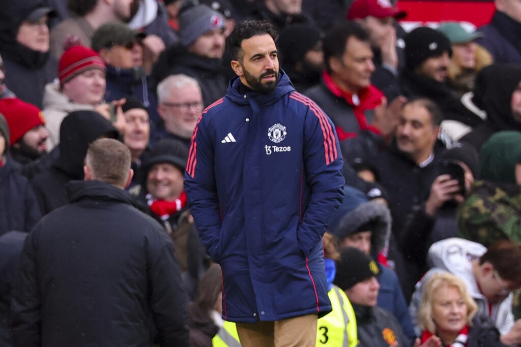 Ruben Amorim watches Manchester United from the sidelines