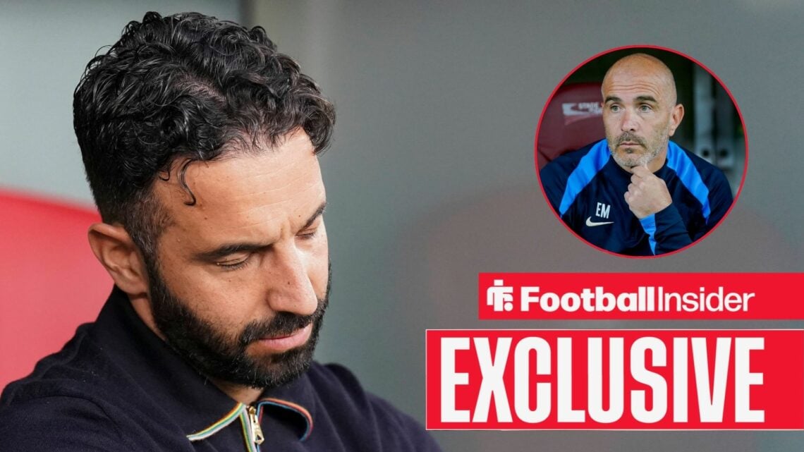 Ruben Amorim looking sad, Enzo Maresca in a circular inset, exclusive news banner