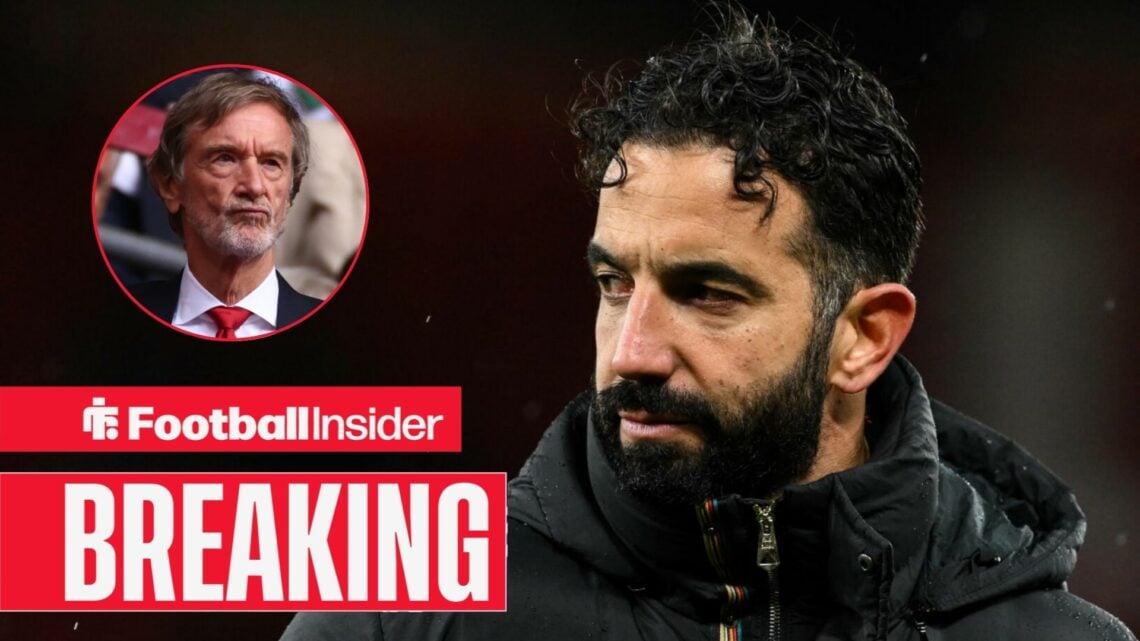 Man United manager Ruben Amorim looking worriedly at owner Jim Ratcliffe left inset