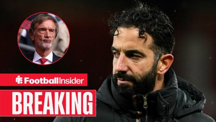 Man United manager Ruben Amorim looking worriedly at owner Jim Ratcliffe left inset