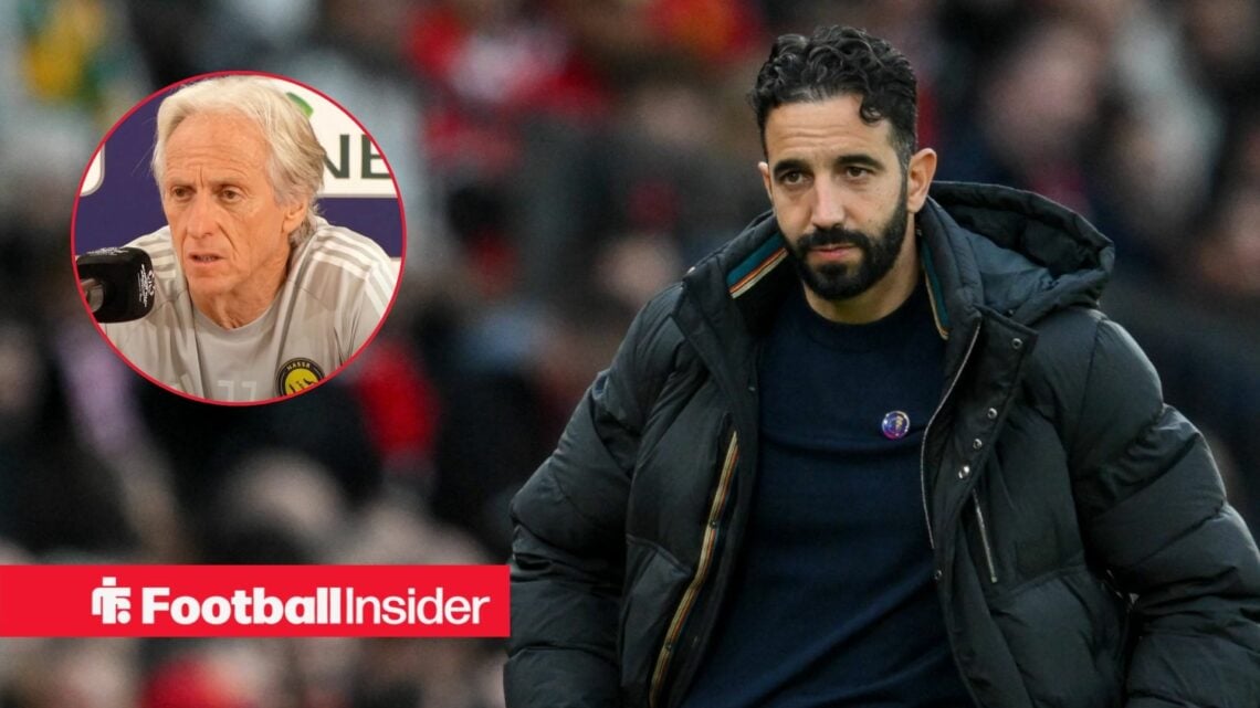 Ruben Amorim at Old Trafford with Al Nassr manager Jorge Jesus inset