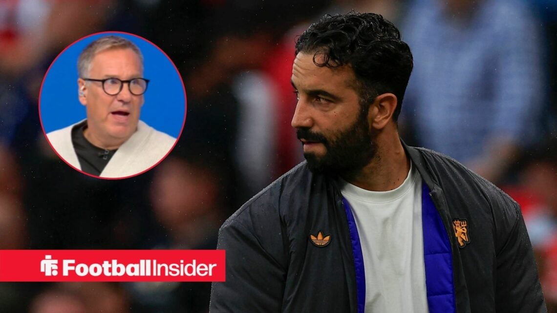 Ruben Amorim on the sidelines, Paul Merson in a circular inset