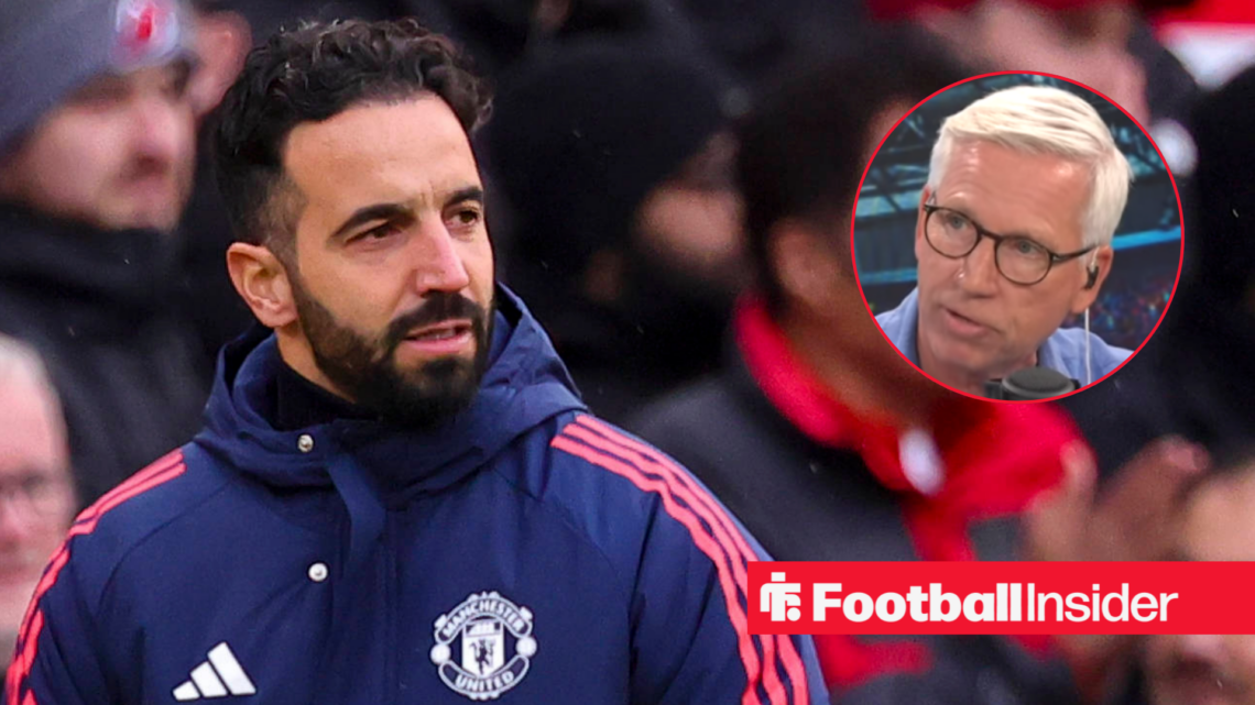 Ruben Amorim on the left looking tired and defeated with Alan Pardew talking on the right