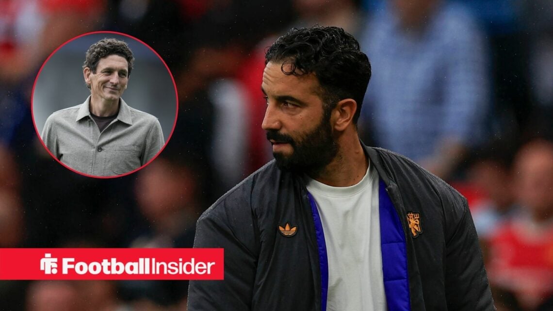 Ruben Amorim looking over his shoulder and Keith Andrews in inset