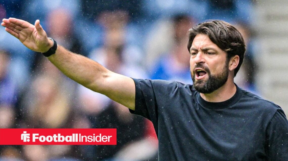 Russell Martin shouting with his arm outstretched as Rangers manager