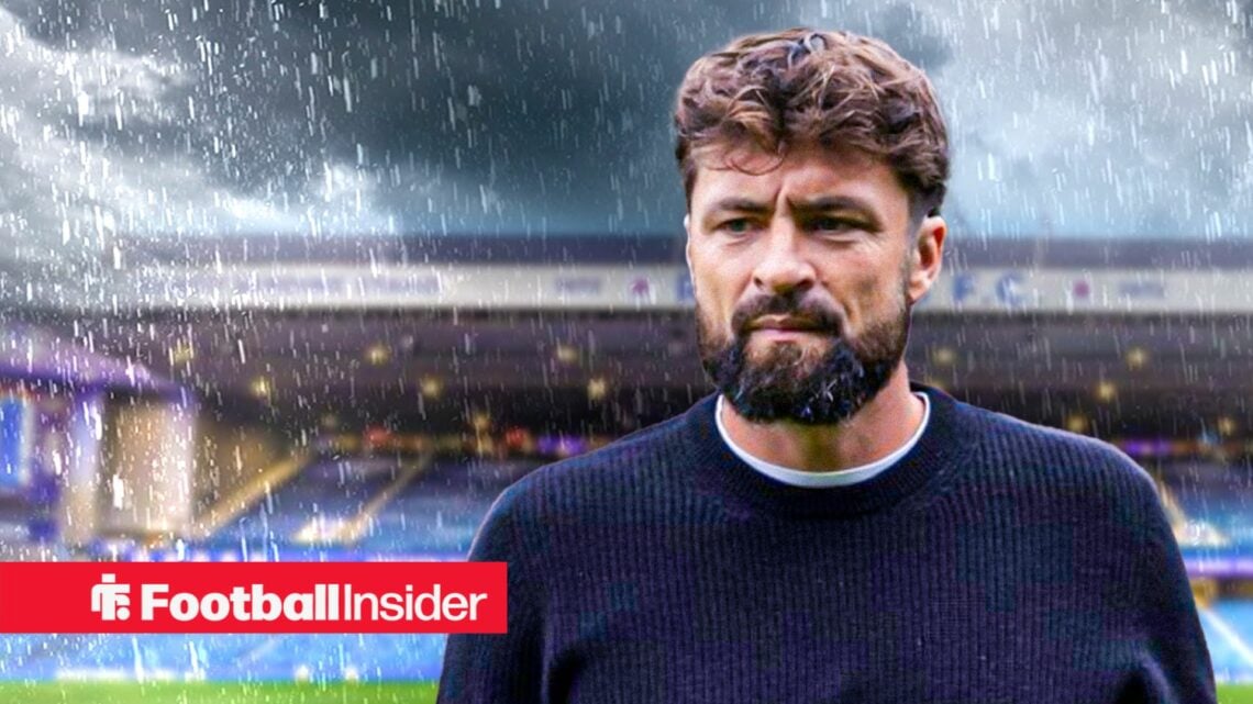Rangers manager Russell Martin against a back drop of Ibrox.