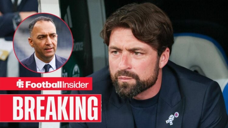 Russell Martin in the dugout with Rangers, and Paraag Marathe in a circular inset
