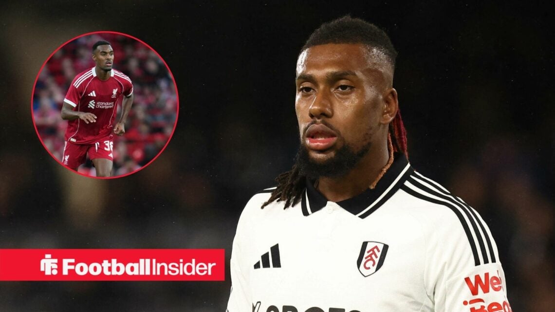 Ryan Gravenberch in a Liverpool shirt alongside an image of Alex Iwobi in a Fulham shirt