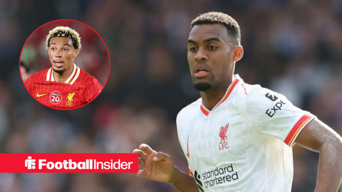 Ryan Gravenberch in away Liverpool shirt with Hugo Ekitike inset