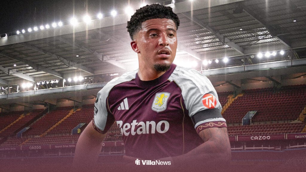 Jadon Sancho in action for Aston Villa