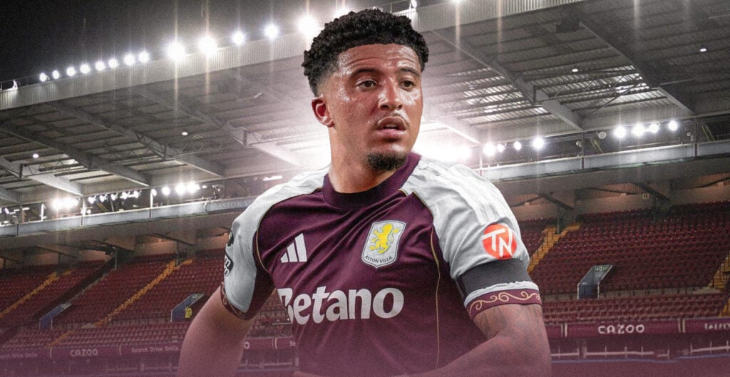 Jadon Sancho in action for Aston Villa