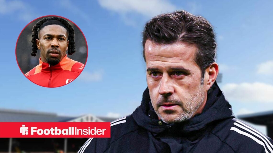 Marco Silva looks at a circular inset of Adama Traore