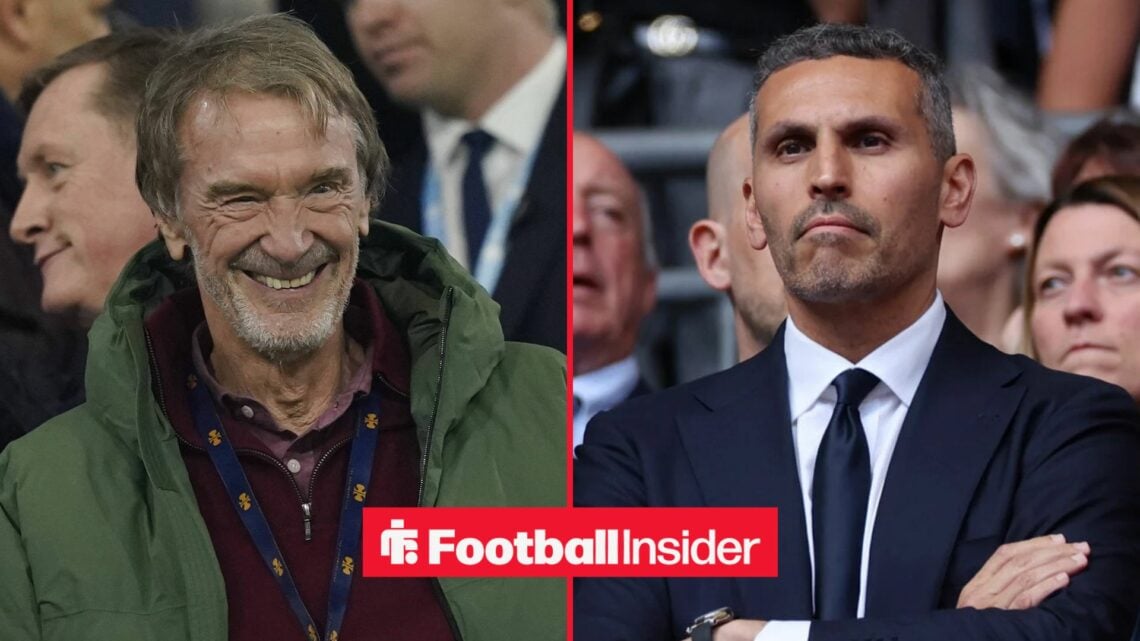 Sir Jim Ratcliffe smiling alongside Khaldoon Al Mubarak with his arms folded