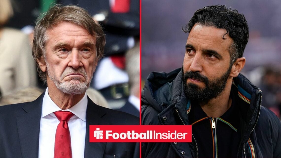 Sir Jim Ratcliffe looking sad alongside Ruben Amorim looking concerned