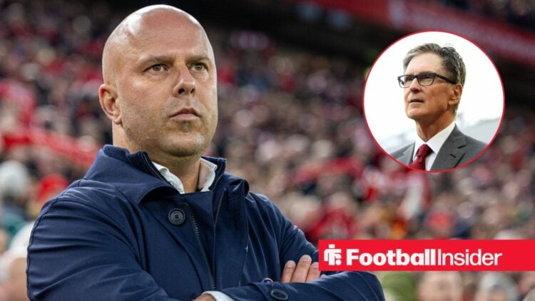 Arne Slot next to John Henry in a circular inset