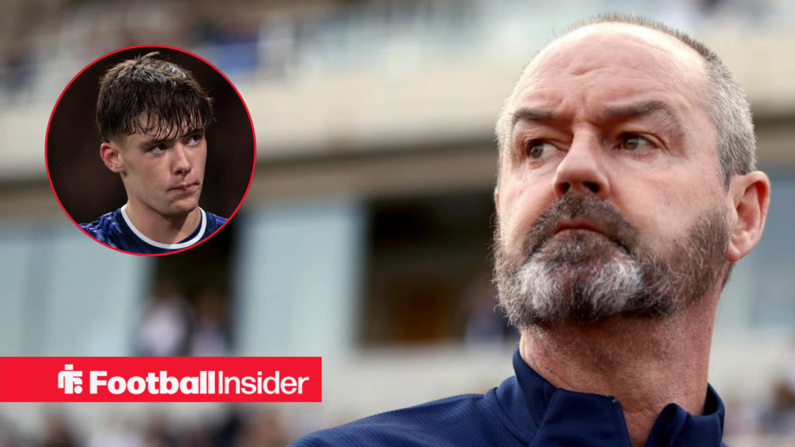 Scotland manager Steve Clarke alongside a circular inset of Aaron Hickey