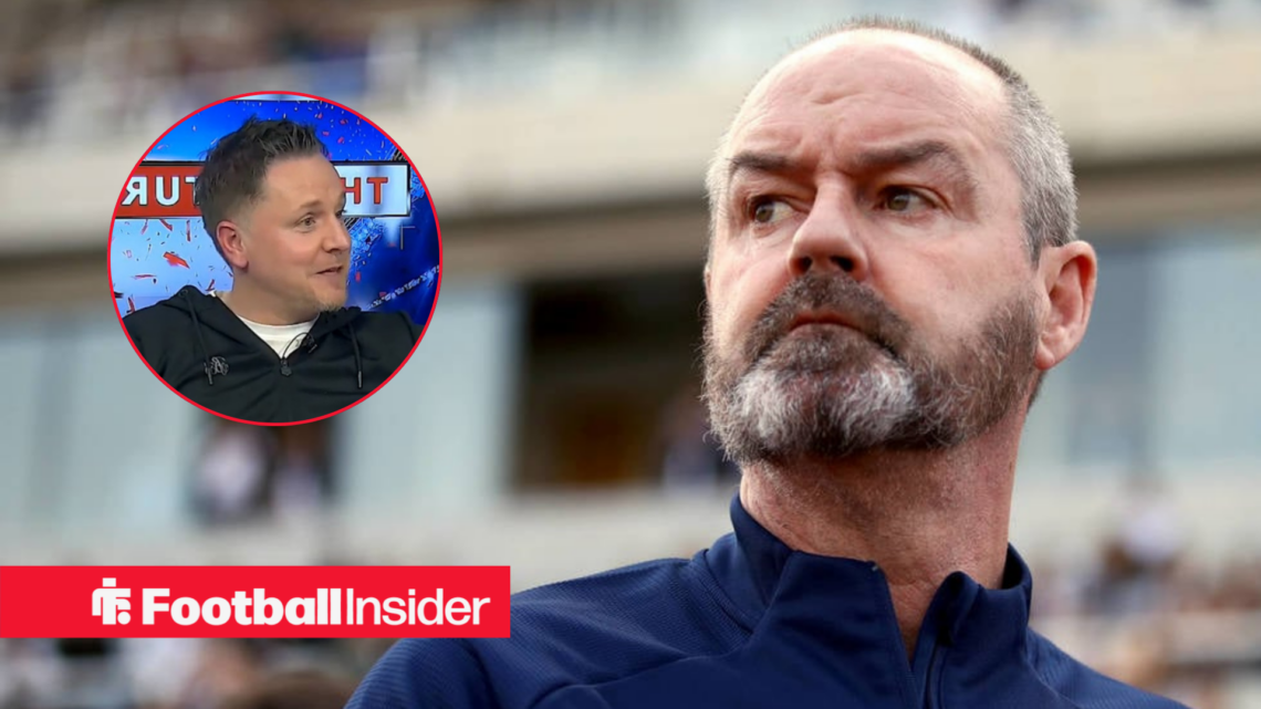 Scotland manager Steve Clarke on the sidelines with ex-Hibernian player and pundit Tam McManus left inset on a panel