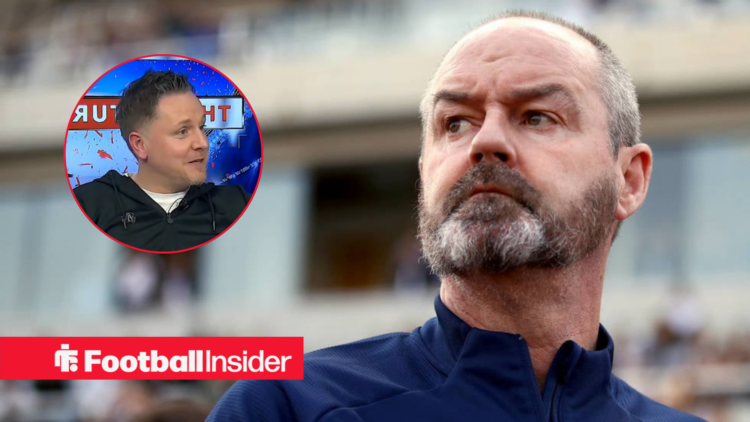 Scotland manager Steve Clarke on the sidelines with ex-Hibernian player and pundit Tam McManus left inset on a panel
