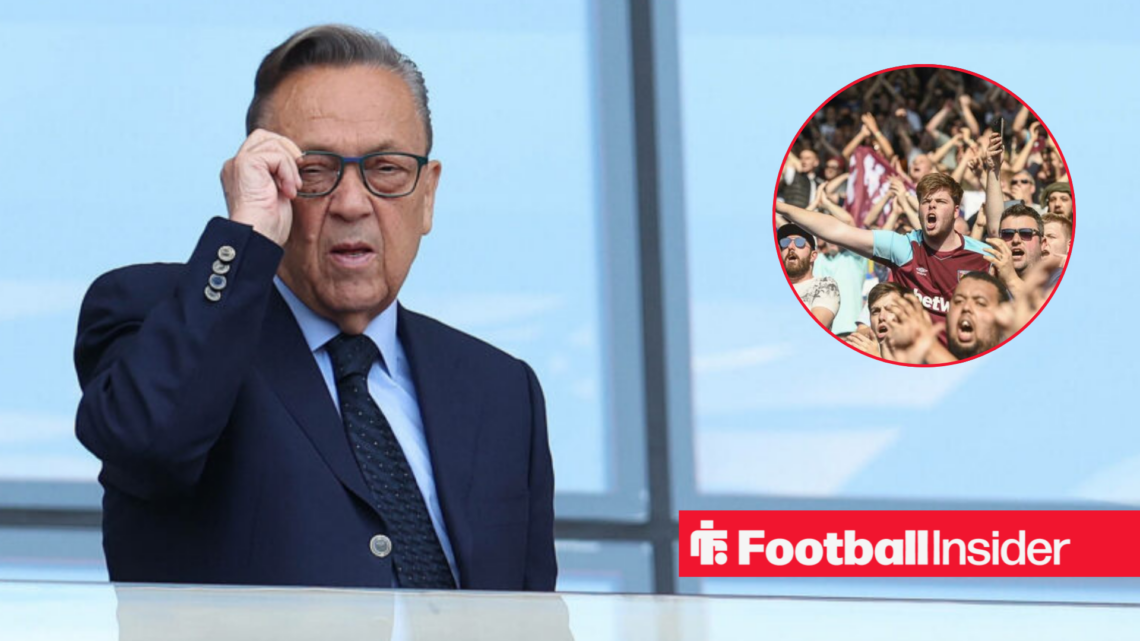 David Sullivan next to West Ham fans in a circular inset