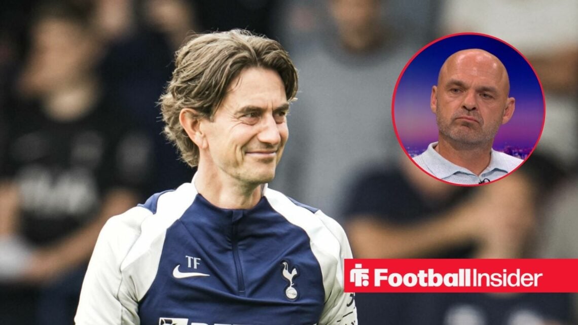 Tottenham boss Thomas Frank alongside Danny Murphy in a circular frame