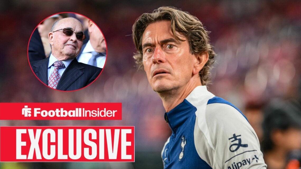 Thomas Frank looking concerned with Joe Lewis included in a circular inset
