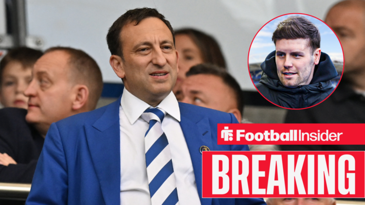 Tony Bloom in a blue suit with Fabian Hurzeler included in a circular inset