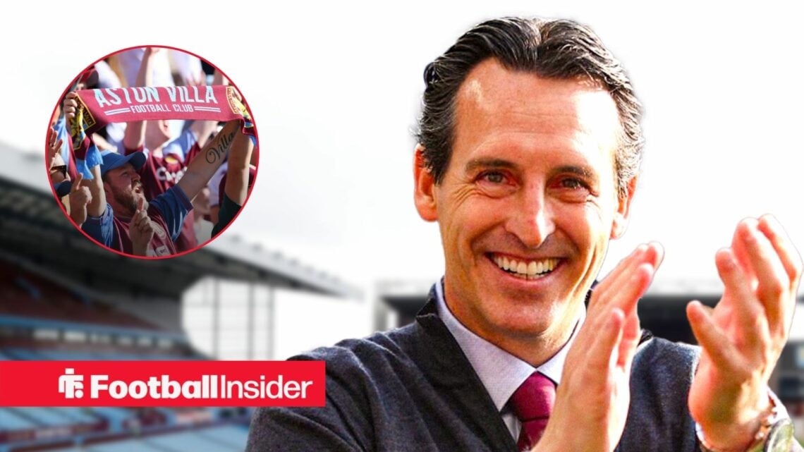 Unai Emery at home stadium Villa Park with Aston Villa fans