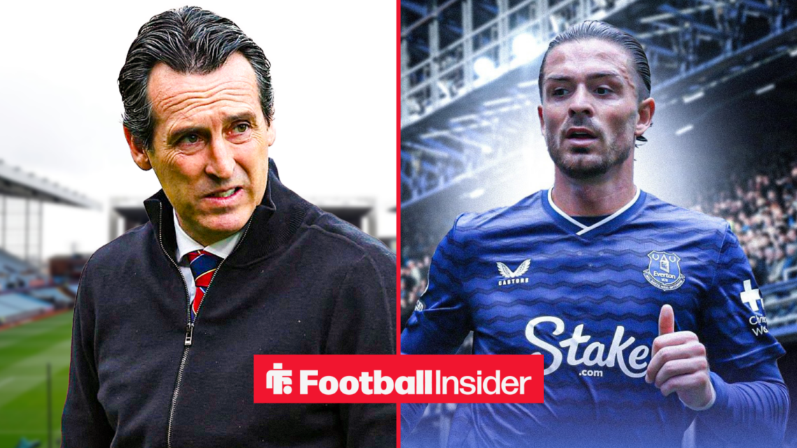 Aston Villa boss Unai Emery alongside Everton star Jack Grealish
