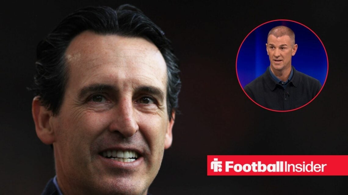 Aston Villa boss Unai Emery alongside a headshot of Joe Hart