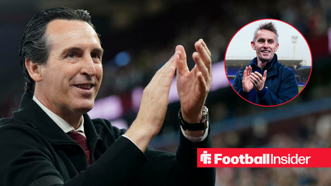 Aston Villa boss Unai Emery alongside an image of Kieran McKenna