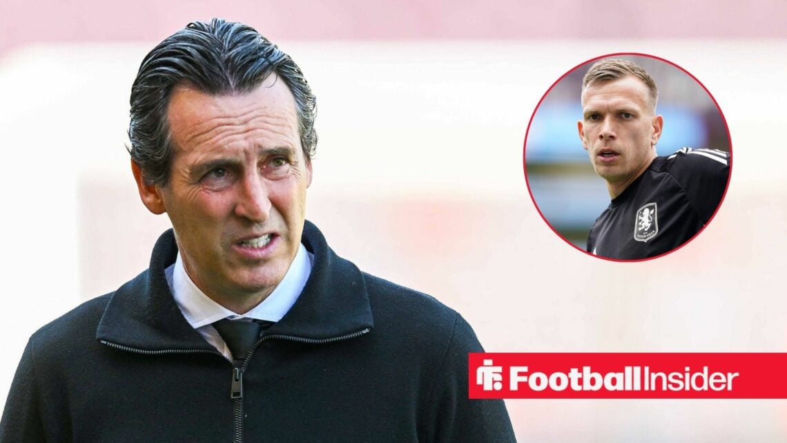 Unai Emery looking sad, Marco Bizot in a circular inset