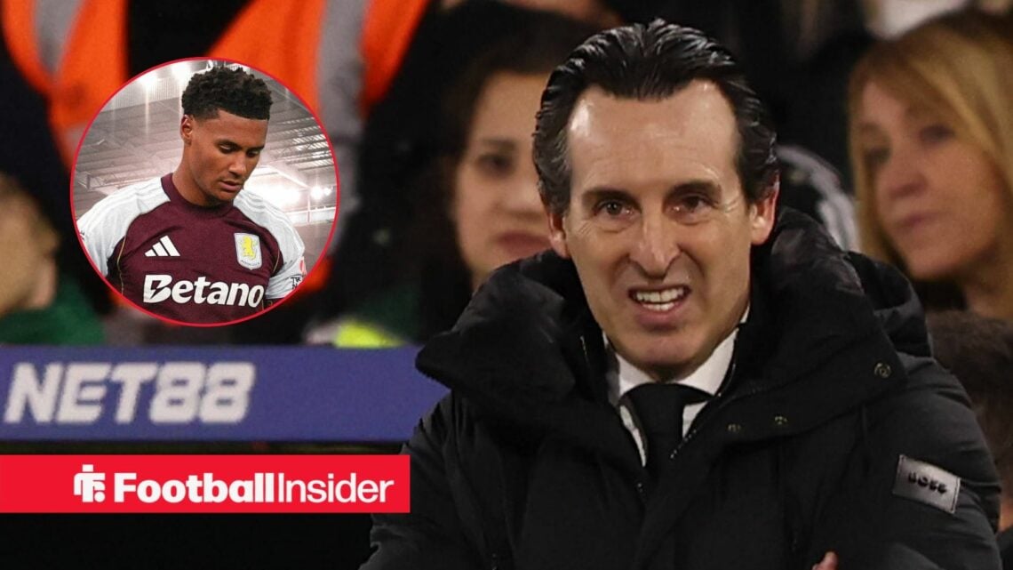 Unai Emery grimacing, Ollie Watkins in a circular inset