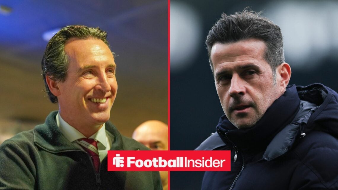 Unai Emery smiling next to Marco Silva looking frustrated
