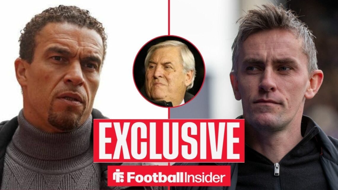 Valerien Ismael and Kieran McKenna on either side of Keith Hackett in the middle above an EXCLUSIVE banner