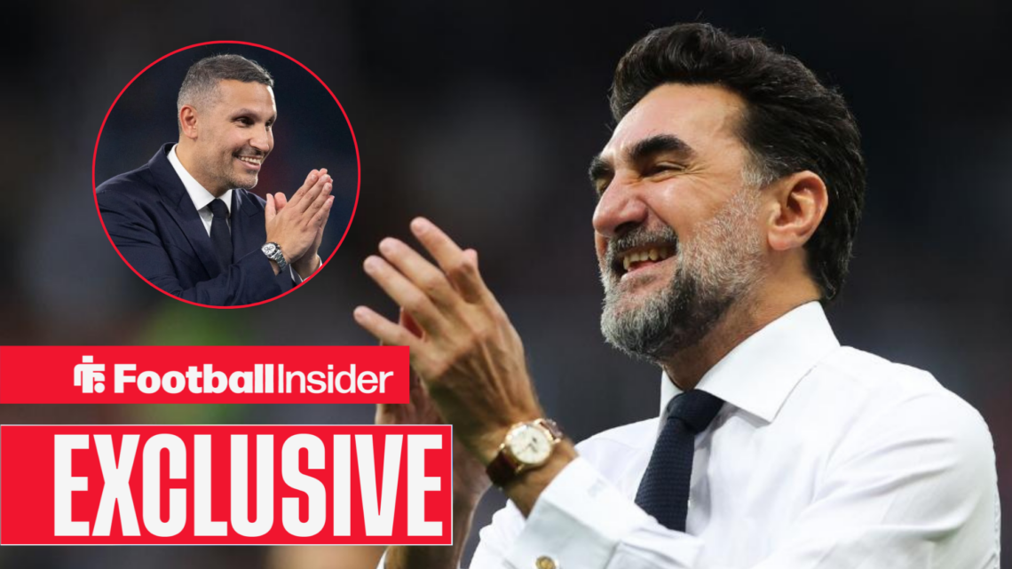 Yasir Al-Rumayyan clapping with Khaldoon Al Mubarak included in a circular inset