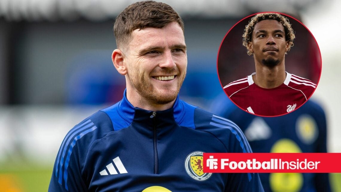 Andy Robertson in Scotland training with Hugo Ekitike inset
