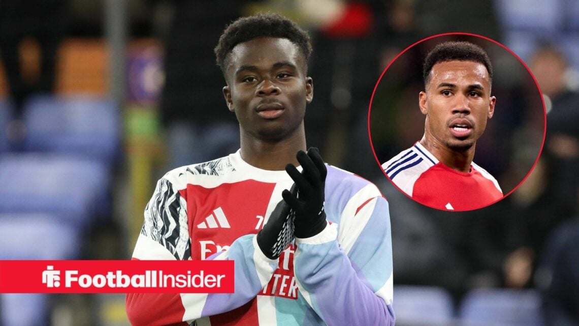 Bukayo Saka applauds Arsenal fans with Gabriel Magalhaes inset