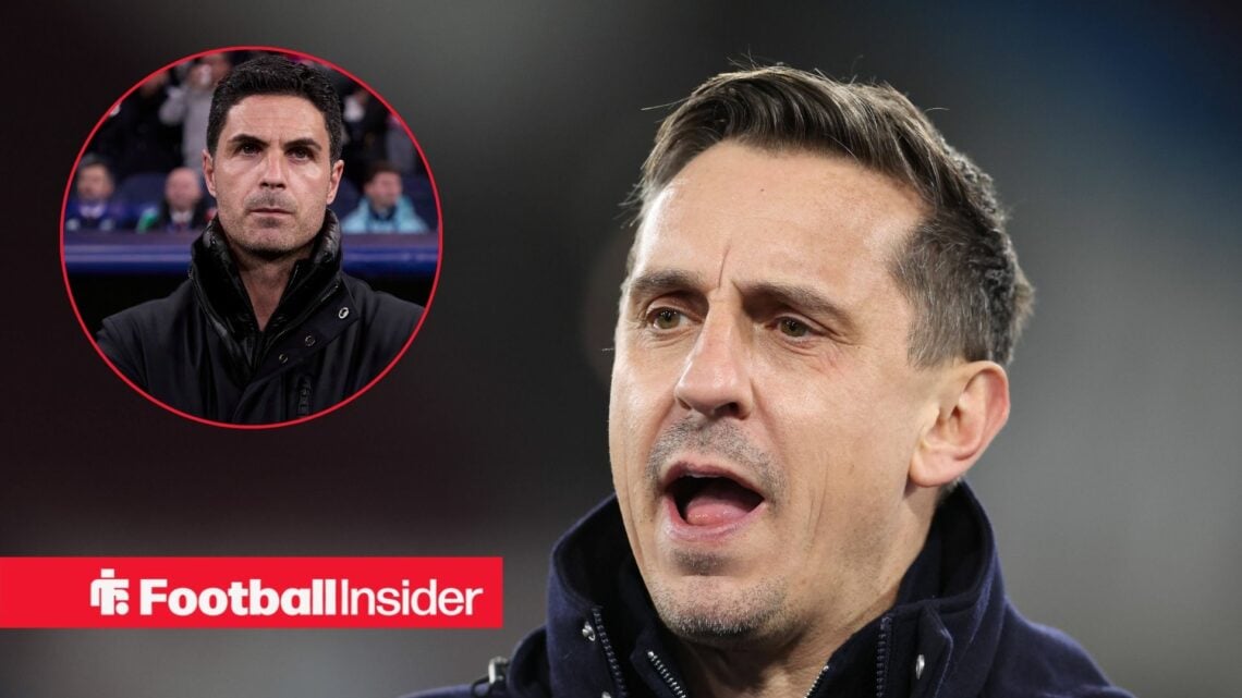 Mikel Arteta talking on TV with Mikel Arteta inset