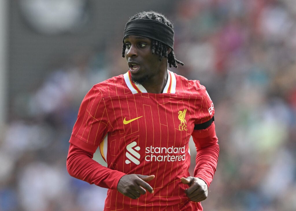 Jeremie Frimpong in action in a Liverpool shirt