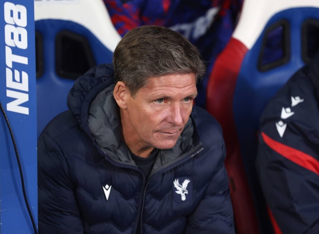 Oliver Glasner in the Selhurst Park dugout.