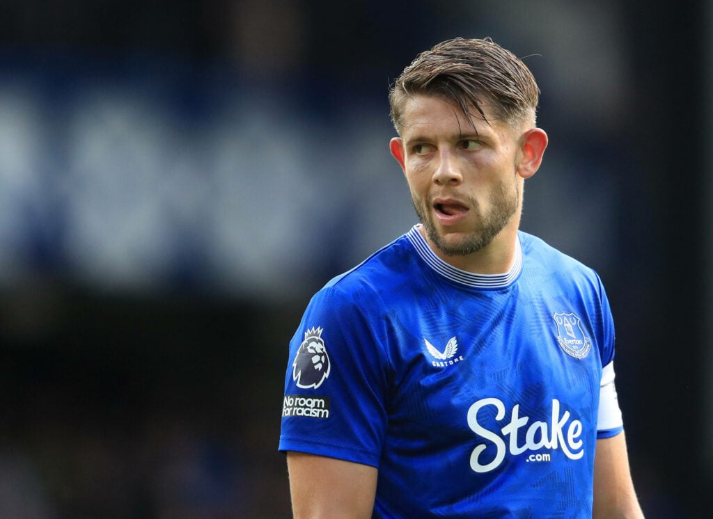 James Tarkowski in action for Everton.