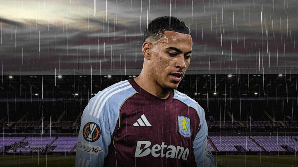 Morgan Rogers on a stormy Villa Park backdrop.