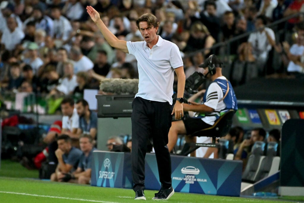 Thomas Frank instructing from the touchline.