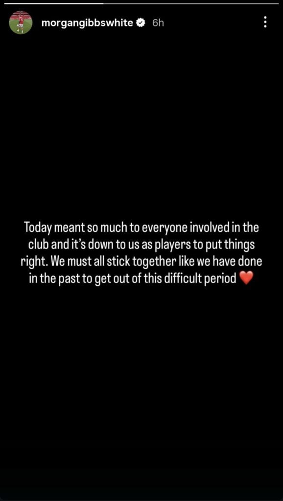 Morgan Gibbs-White's Instagram Story